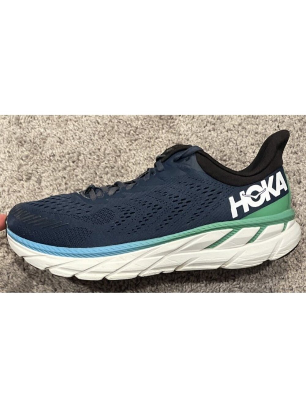 Hoka One One Clifton 7 Mens Running Shoes Size 12 Moonlit Ocean Blue